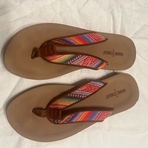 Minnetonka multicolor flip flops. Size 10. EUC. Worn once. Super comfy!